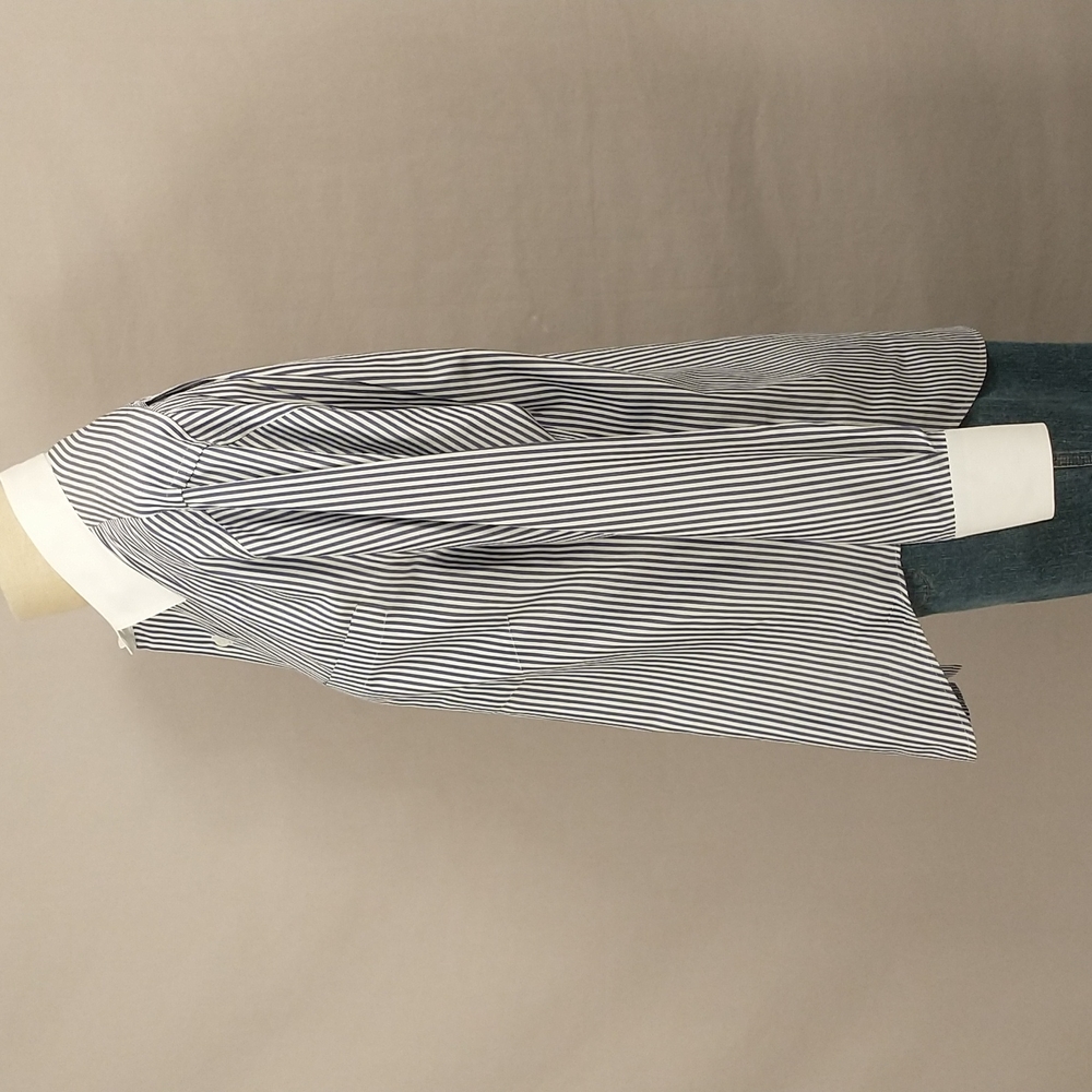 White Collar Blue Pinstripe Button Down Shirt Ralph Lauren Blue Polo Quality - Picture 3 of 9